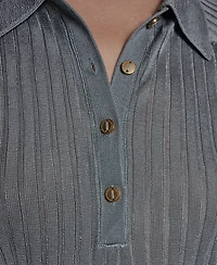 Donna Karan New York Petite Short-Sleeve Polo Sweater Top