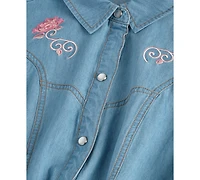 Scotch & Soda Girls' 7-16 Embroidered Short-Sleeve Denim Shirtdress