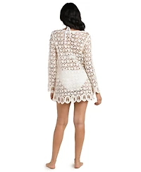 La Blanca Women's Serenity Crochet Cover-Up Kimono