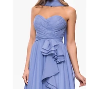 Xscape Women's Scarf Detail Strapless Gown