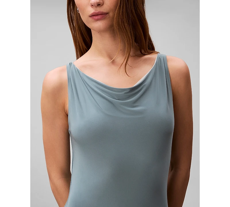 Calvin Klein Women's Second Skin Reversible Sleeveless Cowl Neck Midi Dress