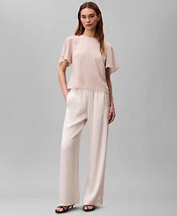 Calvin Klein Women's Printed Flutter-Sleeve Crewneck Top