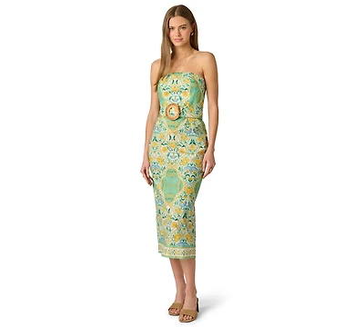 Adrianna Women's Strapless Printed Midi Dress