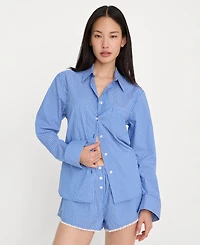 Good American Women's Classic Long-Sleeve Boxy Shirt, Regular & Plus