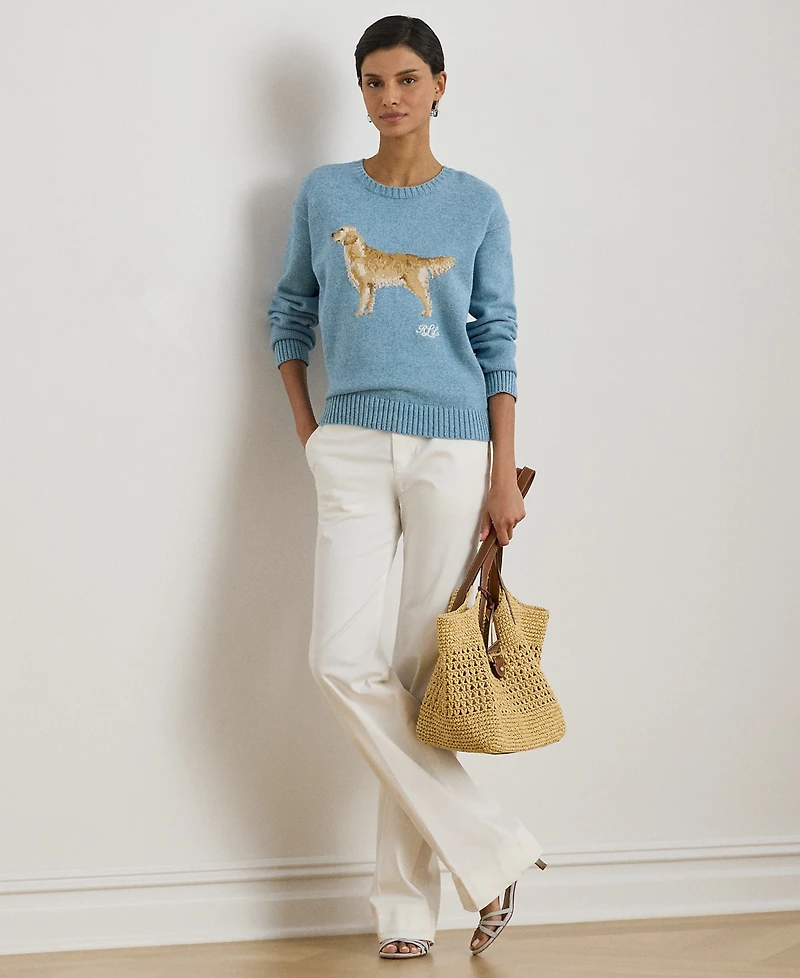 Lauren Ralph Petite Intarsia-Knit Crewneck Sweater