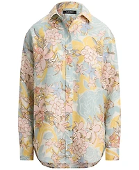 Lauren Ralph Petite Floral-Print Collared Shirt