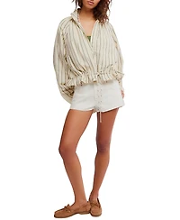 Free People Women's Striped Stand Collar Jacket