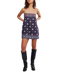 Free People Women's Printed Straight Neck Mini Dress