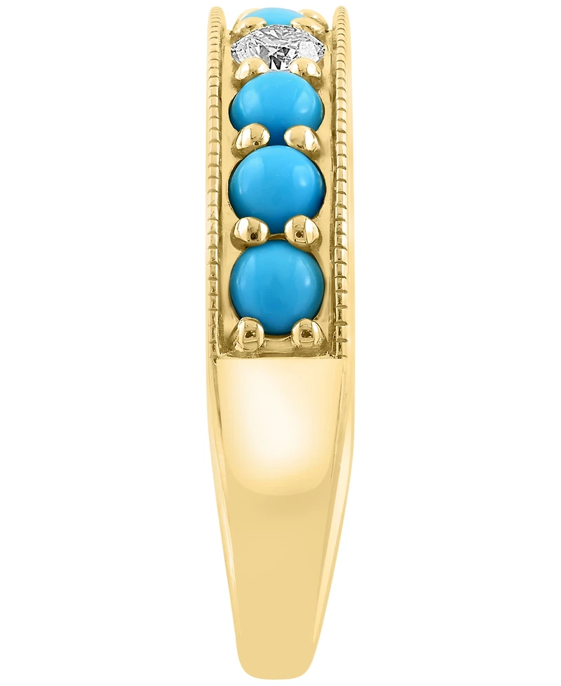 Effy Collection Diamond (1/3 ct. t.w.) and Turquoise Ring in 14k Yellow Gold