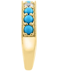 Effy Collection Diamond (1/3 ct. t.w.) and Turquoise Ring in 14k Yellow Gold