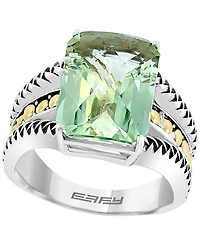 Effy Collection Green Amethyst Ring (9-1/3 ct. t.w.) in Sterling Silver with 18k Yellow Gold Plating