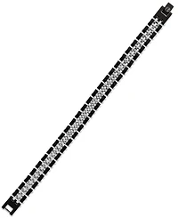 Esquire Men's Jewelry Polished Black and White Hexagon Link Bracelet in Stainless Steel