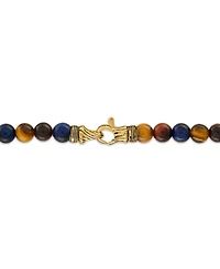Esquire Men's Jewelry Tigers Eye Bead Necklace in 18k Yellow Gold-Plated Sterling Silver