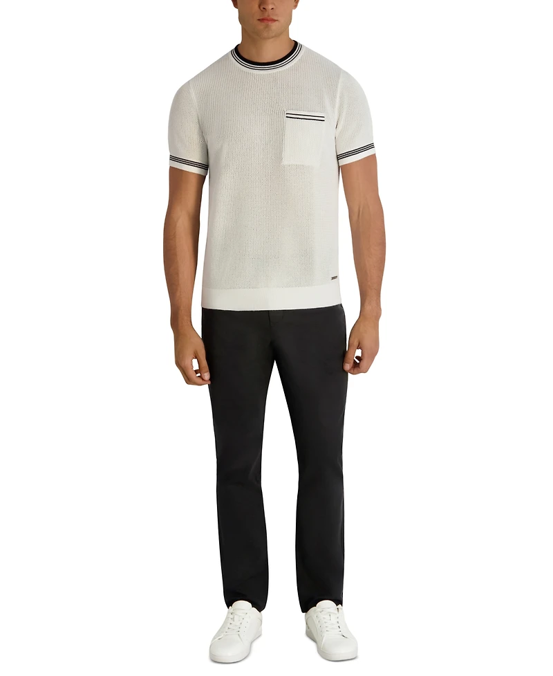 Karl Lagerfeld Paris Men's Regular-Fit Short-Sleeve Knitted Crewneck T-Shirt