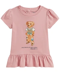 Ralph Lauren Baby Girls' Polo Bear Cotton Jersey Peplum Top