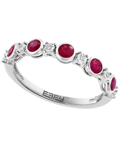 Effy Collection Emerald (3/8 ct. t.w.) & Diamond (0.02 Ring Sterling Silver (Also Available Tanzanite Ruby)