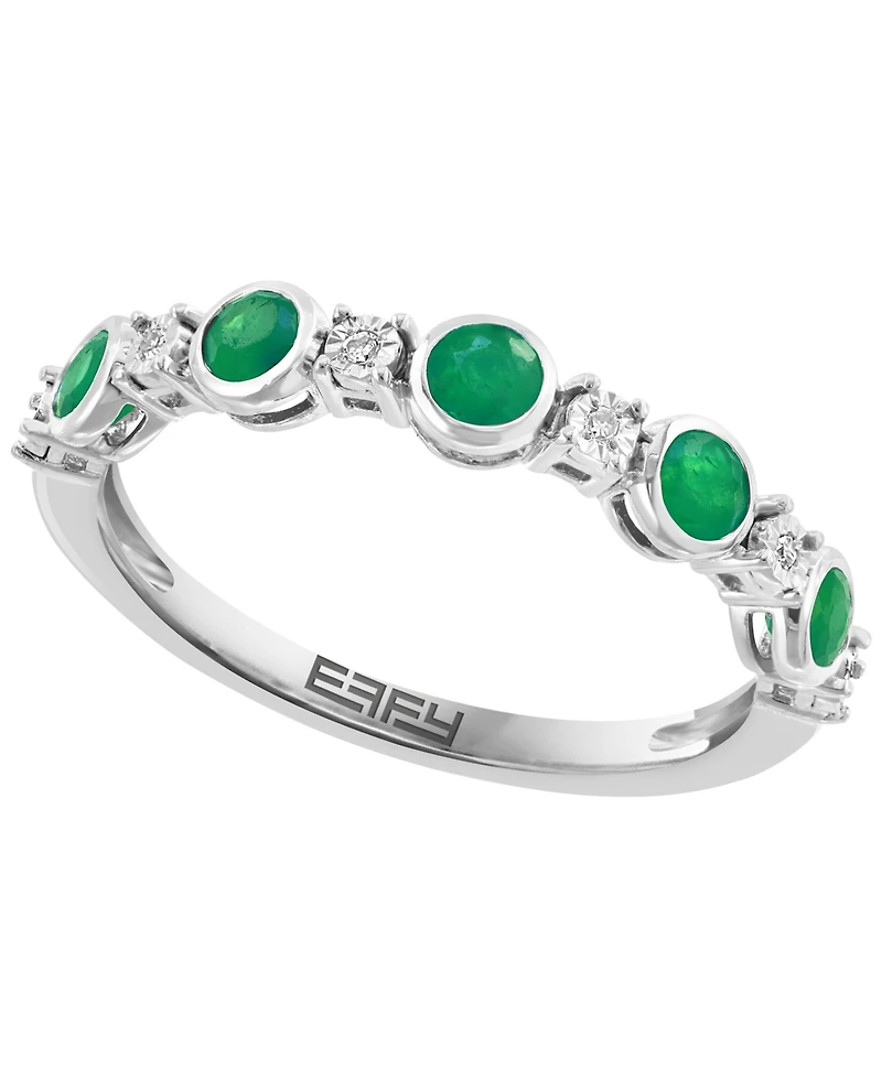 Effy Collection Emerald (3/8 ct. t.w.) & Diamond (0.02 Ring Sterling Silver (Also Available Tanzanite Ruby)