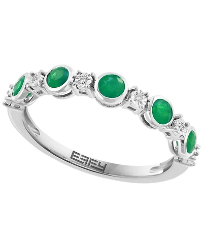 Effy Collection Emerald (3/8 ct. t.w.) & Diamond (0.02 Ring Sterling Silver (Also Available Tanzanite Ruby)