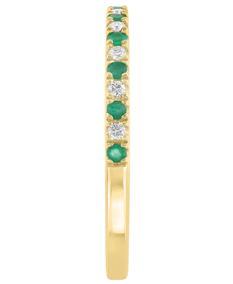 Effy Collection Emerald (1/10 ct. t.w.) & Diamond (1/10 ct. t.w.) Ring in 14k Yellow Gold