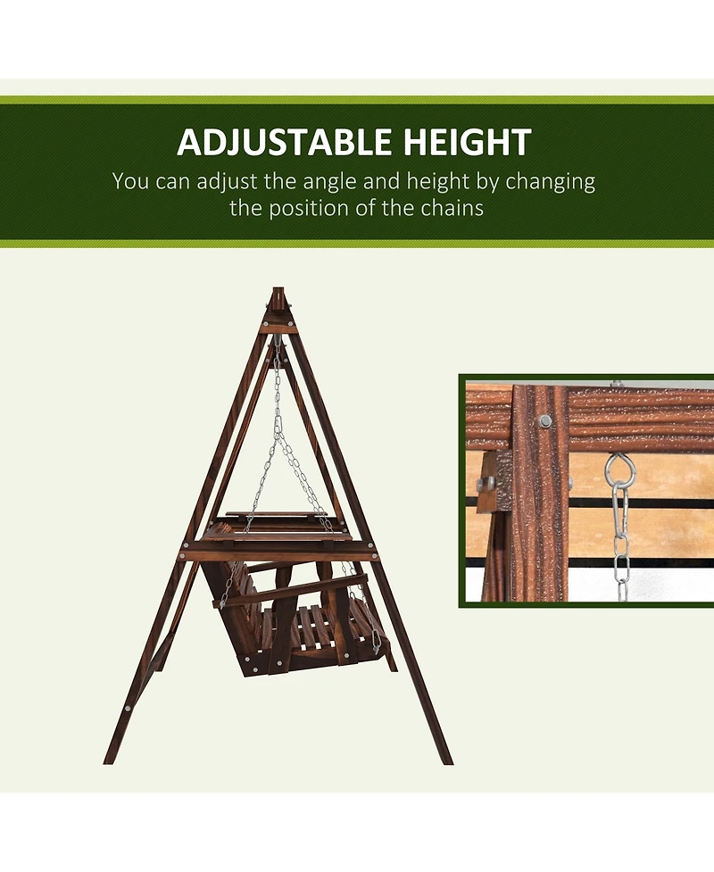 Outsunny 2-Seat Patio Swing Chair, Porch Swing with Sd,