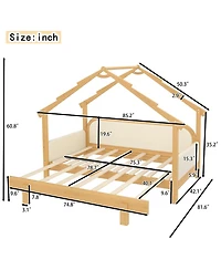 Streamdale Furniture Streamdale Twin Size Wood Treehouse Bed with Soft Cushion Rails