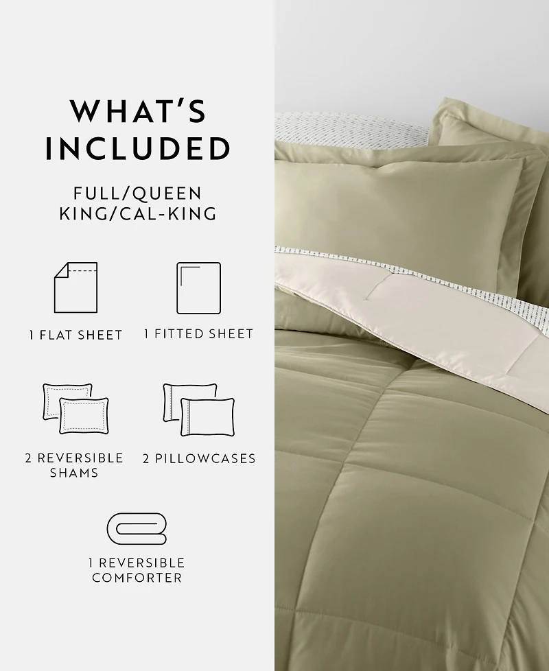 ienjoy Home Bedding Bundle Reversible Pattern -Piece Comforter Set