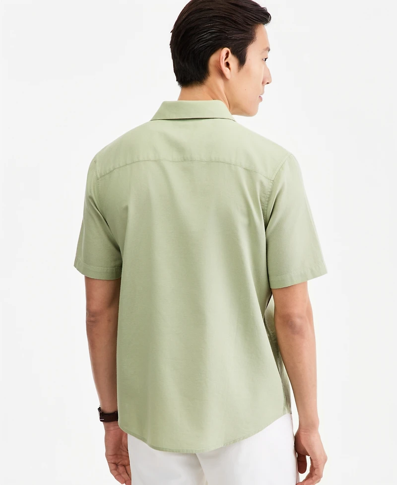 Alfani Men's Short-Sleeve Solid Textured Shirt, Created for Macy's