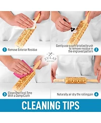 Wooden Carved Christmas Rolling Pin 2-Pc.