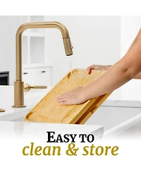 Premium Bamboo Cheese Board Deluxe Set with 4 Piece Knife Set