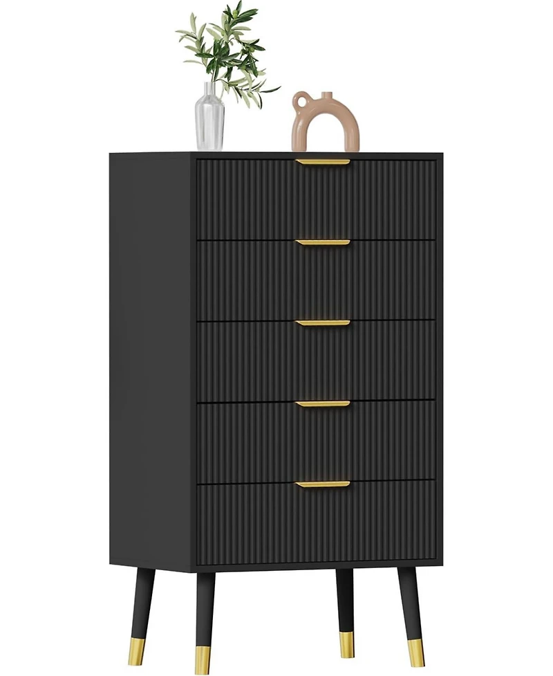 gaomon 5 Drawer Dresser for Bedroom, Modern Closet Dressers Chest of Drawers, Wood Storage Dresser Chest Cabinet Organizer Unit, for Bedroom