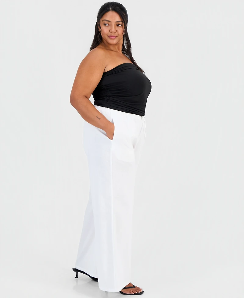 Full Circle Trends Trendy Plus Drawstring-Waist Wide-Leg Pants