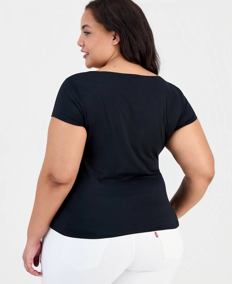 Full Circle Trends Trendy Plus Yummy Ruched Square-Neck Shrug Top