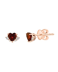 Lali Jewels Garnet (3/4 ct. t.w.) & Diamond (1/10 ct. t.w.) Heart Stud Earrings in 14k Rose Gold