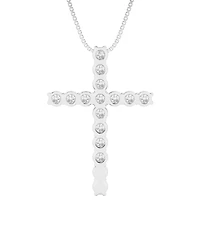 Macy's Diamond (3-1/5 ct. t.w.) Cross Pendant Necklace in Sterling Silver