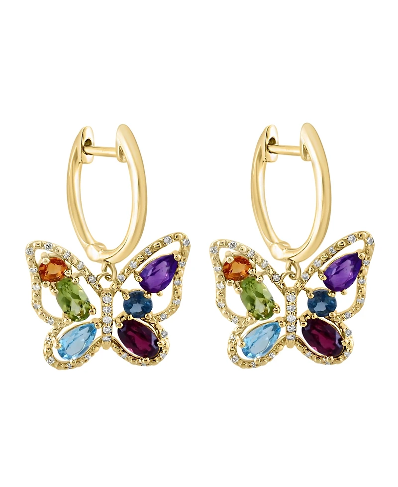 Lali Jewels Gemstone & Diamond (1/5 ct. t.w.) Butterfly Drop Earrings 14k Gold or Rose