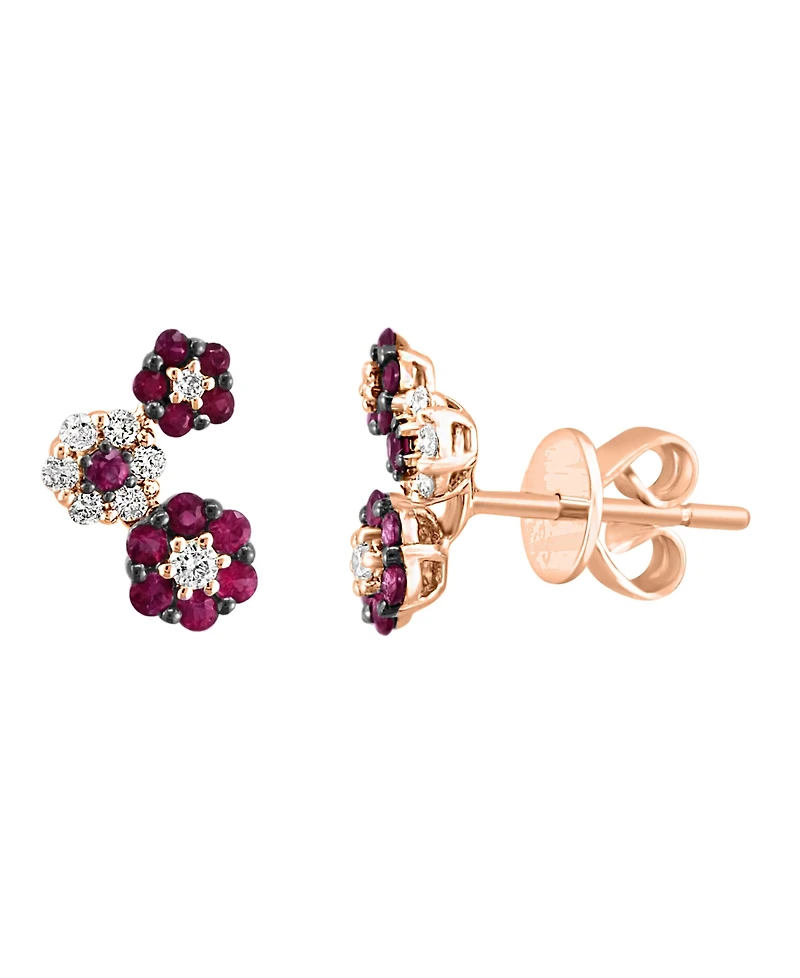 Lali Jewels Sapphire (1/2 ct. t.w.) & Diamond (1/5 Flower Cluster Stud Earrings 14k White Gold (Also Available Ruby)