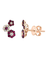 Lali Jewels Sapphire (1/2 ct. t.w.) & Diamond (1/5 Flower Cluster Stud Earrings 14k White Gold (Also Available Ruby)