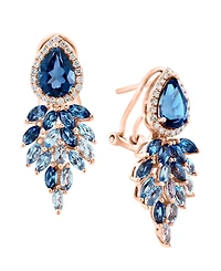 Lali Jewels London Blue Topaz (3-3/4 ct. t.w.), Sky Blue Topaz (1-5/8 ct. t.w.) & Diamond (1/4 ct. t.w.) Statement Earrings in 14k Rose Gold
