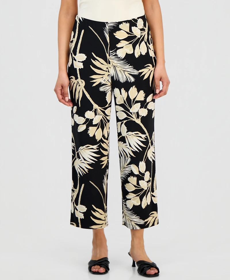 Anne Klein Essentials Petite Printed Pull-On Cropped Pants