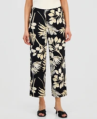Anne Klein Essentials Petite Printed Pull-On Cropped Pants