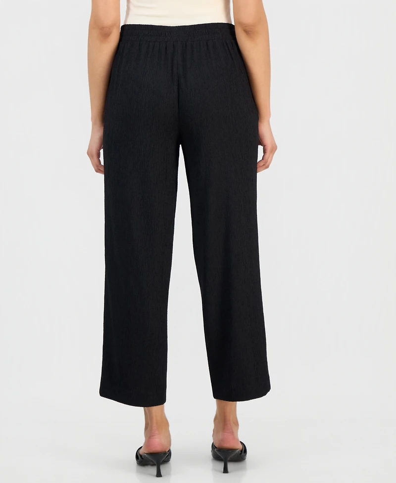 Anne Klein Essentials Petite Pebble-Texture Knit Pull-On Pants