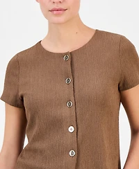 Anne Klein Essentials Petite Button-Front Blouse