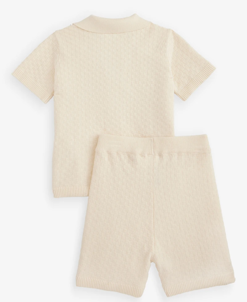 First Impressions Baby Boys' 3M-24M Cotton Sailboat Crochet Shirt & Shorts, 2-Piece Set, Macy's Exclusive