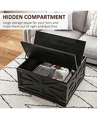 Homcom Table with Flip Top Hidden Storage, Square Center