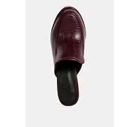 Bauhaus Womens Croc Pattern Heeled Platform Mules