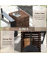 Outsunny Outdoor Storage Box for Umbrella Base, Wooden End Table
