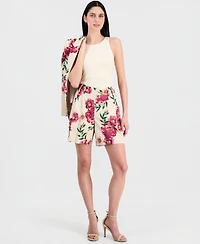 Tahari Asl Women's Floral-Print Pleated Shorts