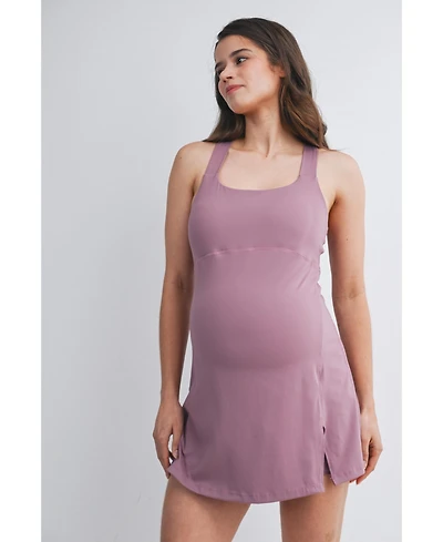 Hello Miz Maternity Sleeveless Scoop Neck Active Dress with Built-In Shorts