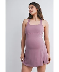 Hello Miz Maternity Sleeveless Scoop Neck Active Dress with Built-In Shorts