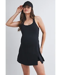 Hello Miz Maternity Sleeveless Scoop Neck Active Dress with Built-In Shorts